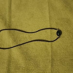 Boho green glass/ on leather necklace